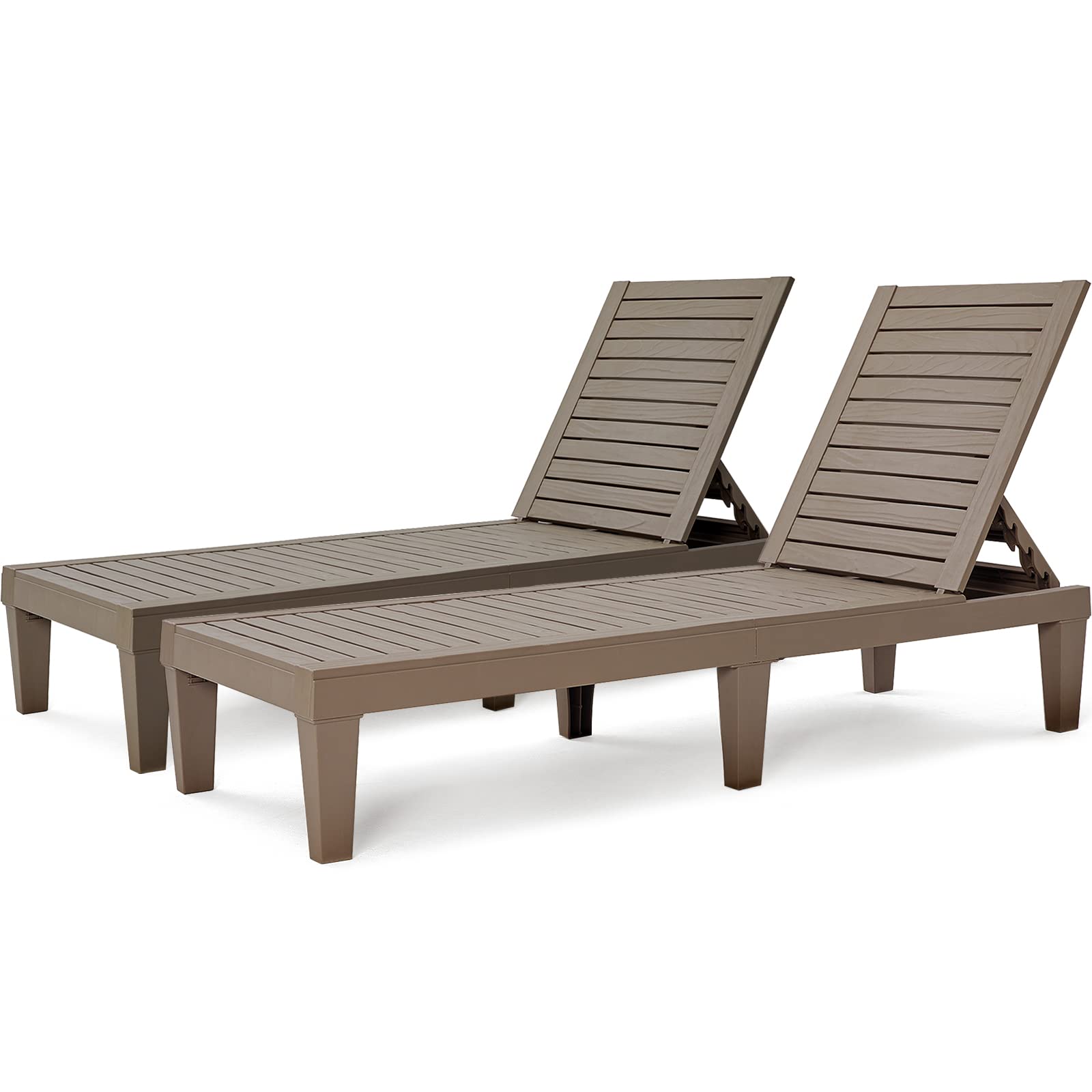 BLUU Chaise Lounge Outdoor | Lounge Chairs for Outside|Adjustable with 5 Positions| Wood Texture Design | Waterproof | Easy to A