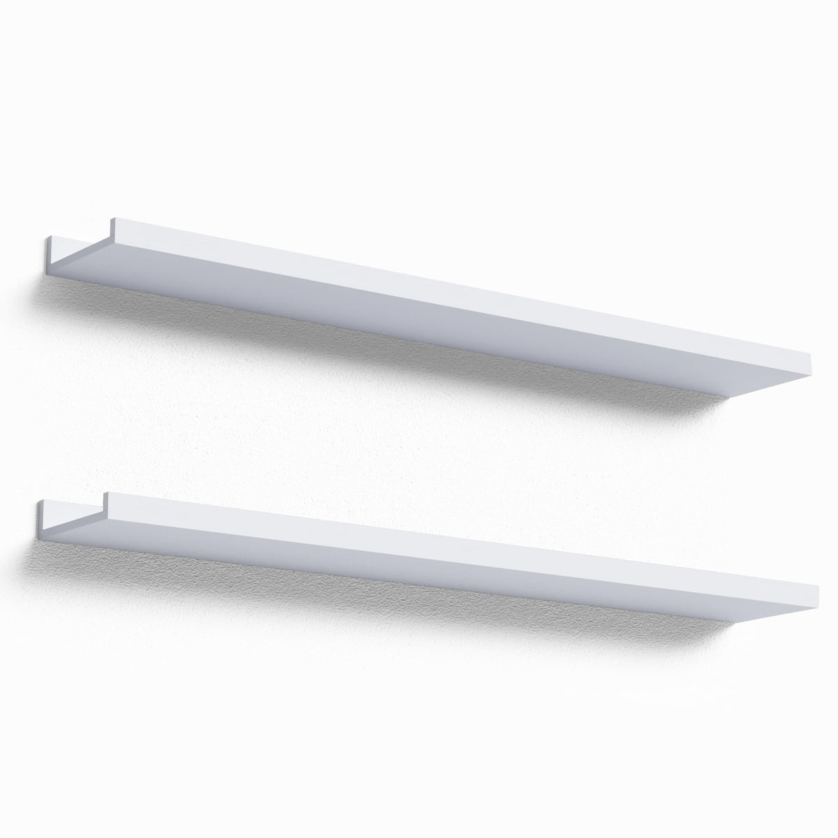 Boswillon 36 Inches Long Floating Shelves Wall Mounted, 2 Set Modern White Wall Shelf For Bedroom, Nursery Book Shelf With Lip, Picture Ledge Shelf For Wall Decor Living Room Bathroom Kitchen - White
