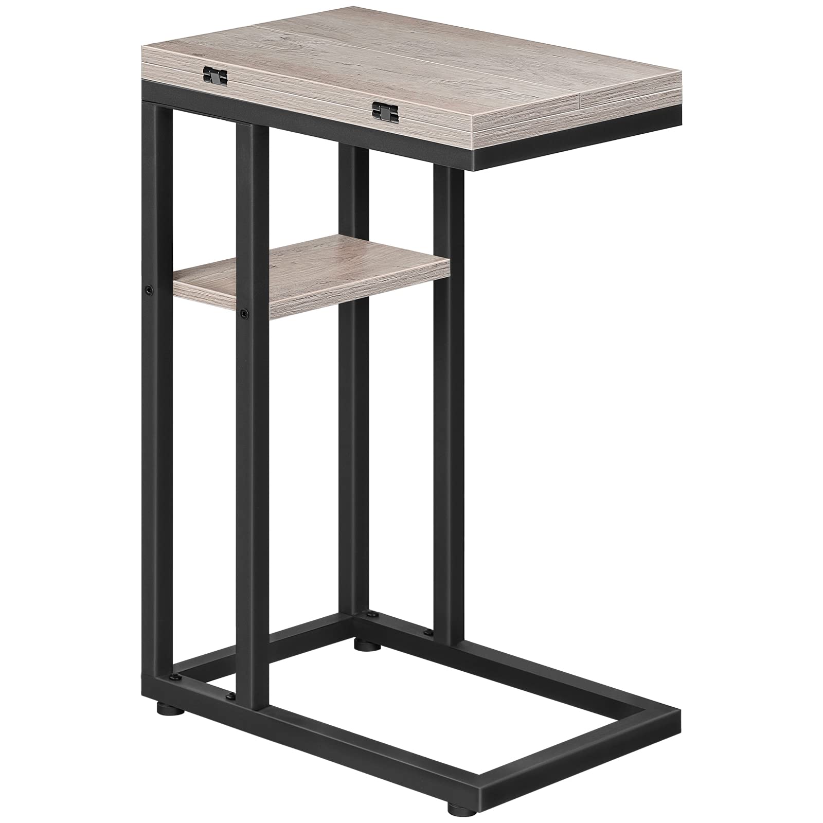 HOOBRO Foldable End Table, C Shaped Side Table with Storage Shelf, Small Snack Table Suitable for Living Room Bedroom Small Spac