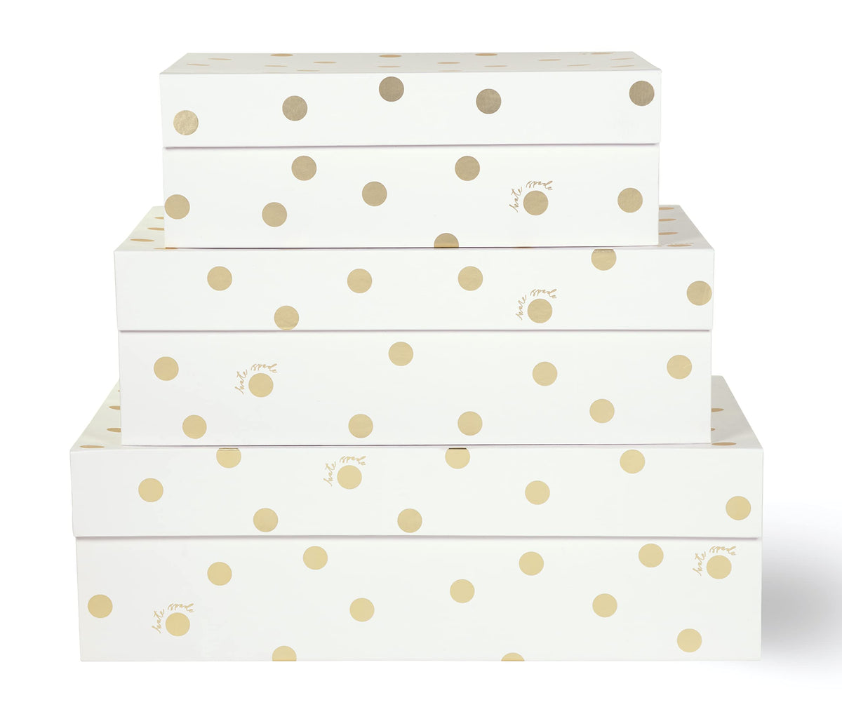 Kate Spade New York Decorative Storage Boxes with Lids, 3 Pack Sturdy Organizer Storage Bins, Includes Small Medium Large Pink N
