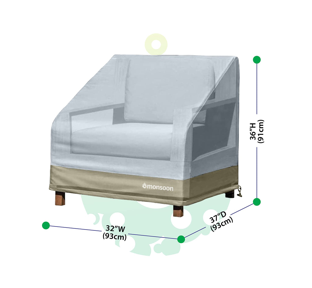 Monsoon Patio Chair Cover - Waterproof Outdoor Furniture Cover, Hunter Green, 32" - 1-PK Medium