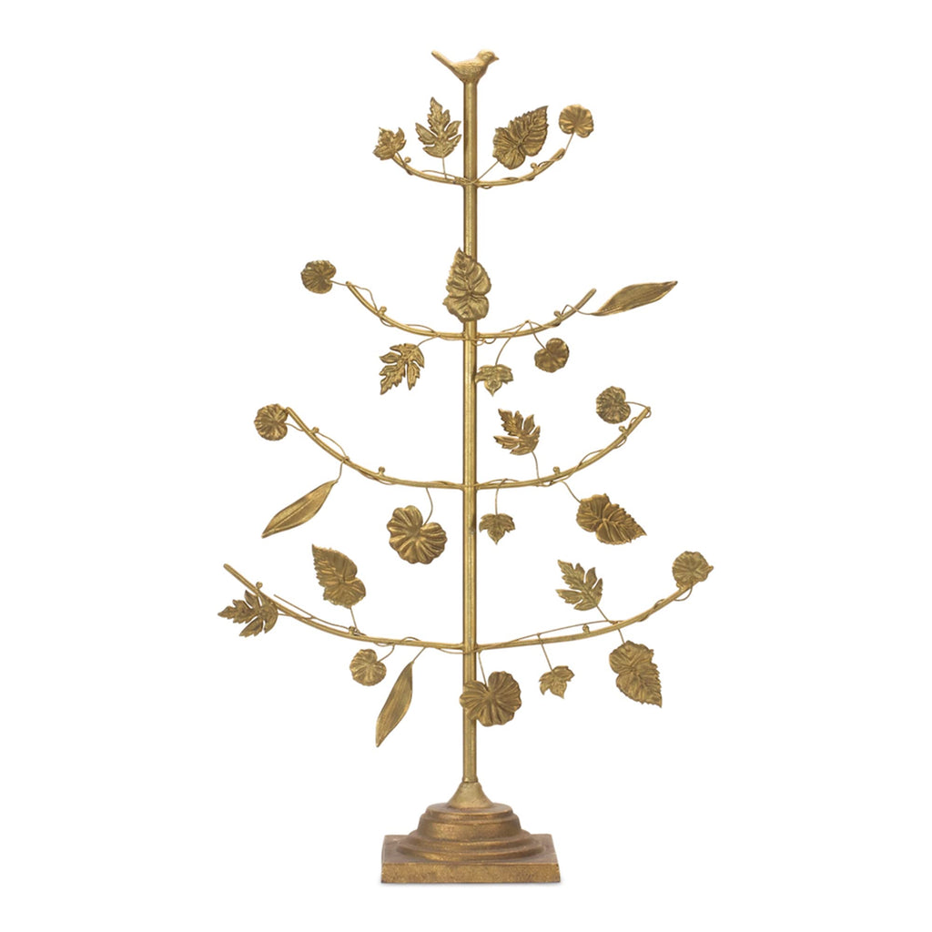 Melrose International Gold Metal Tree With Leaves Display 36.5' H