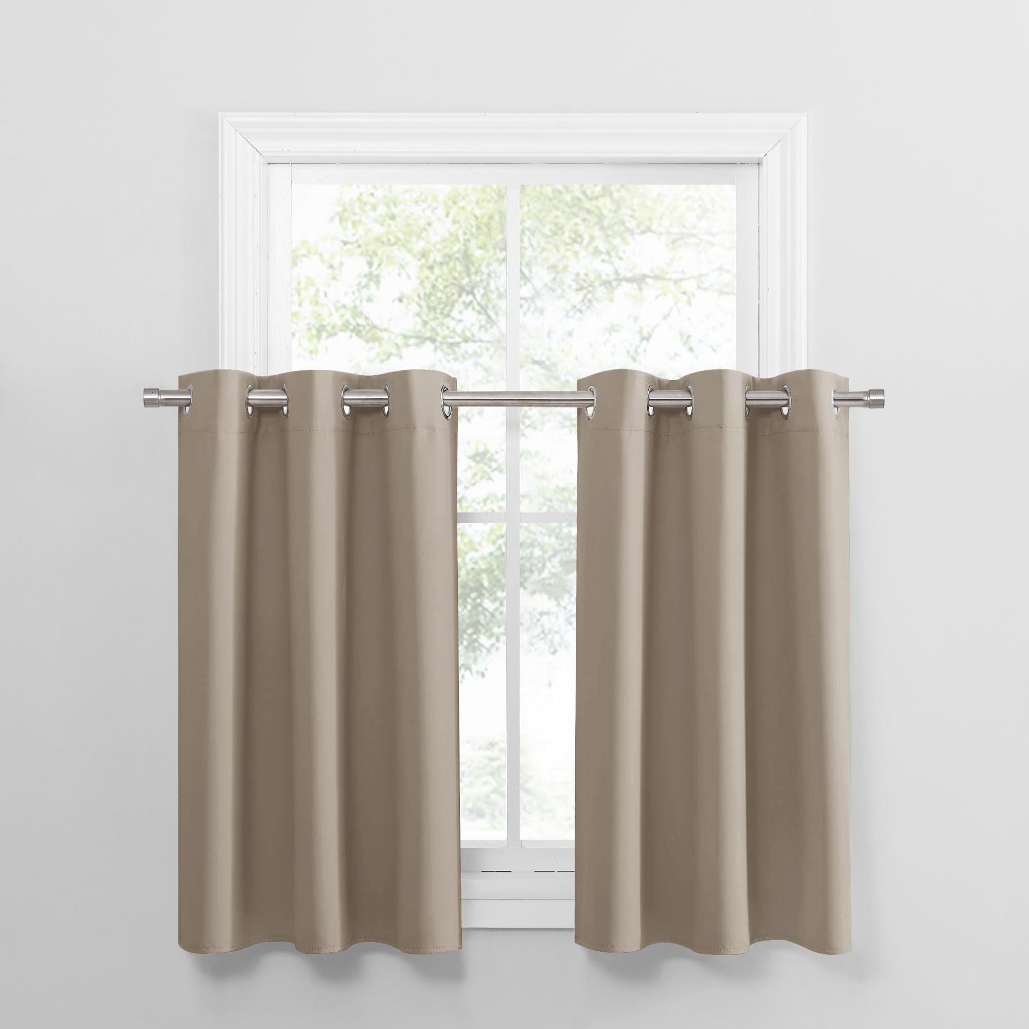 PONY DANCE Small Window Curtains - Room Darkening Light Block Energy Efficient Privacy Drapes for Kitchen Dining Bedroom Bath Ba