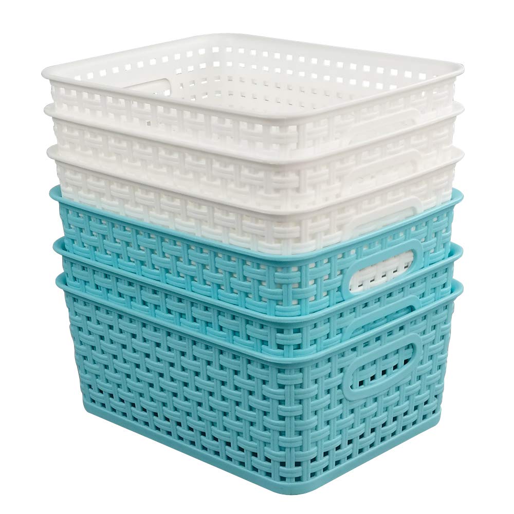 Vababa Plastic Storage Baskets/Storage Bins, Pack for 6