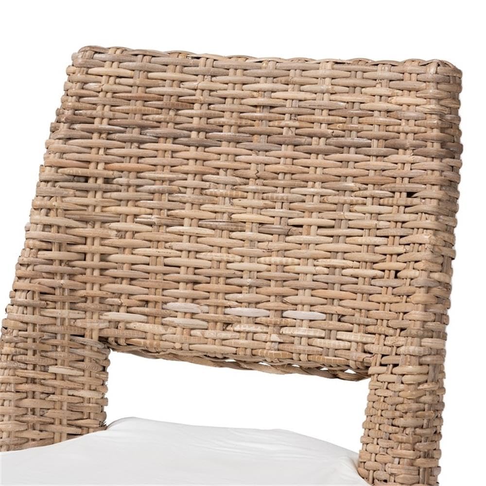 Baxton Studio Nafaro Gray Rattan Metal Dining Chair with Cushion 2-Piece Set