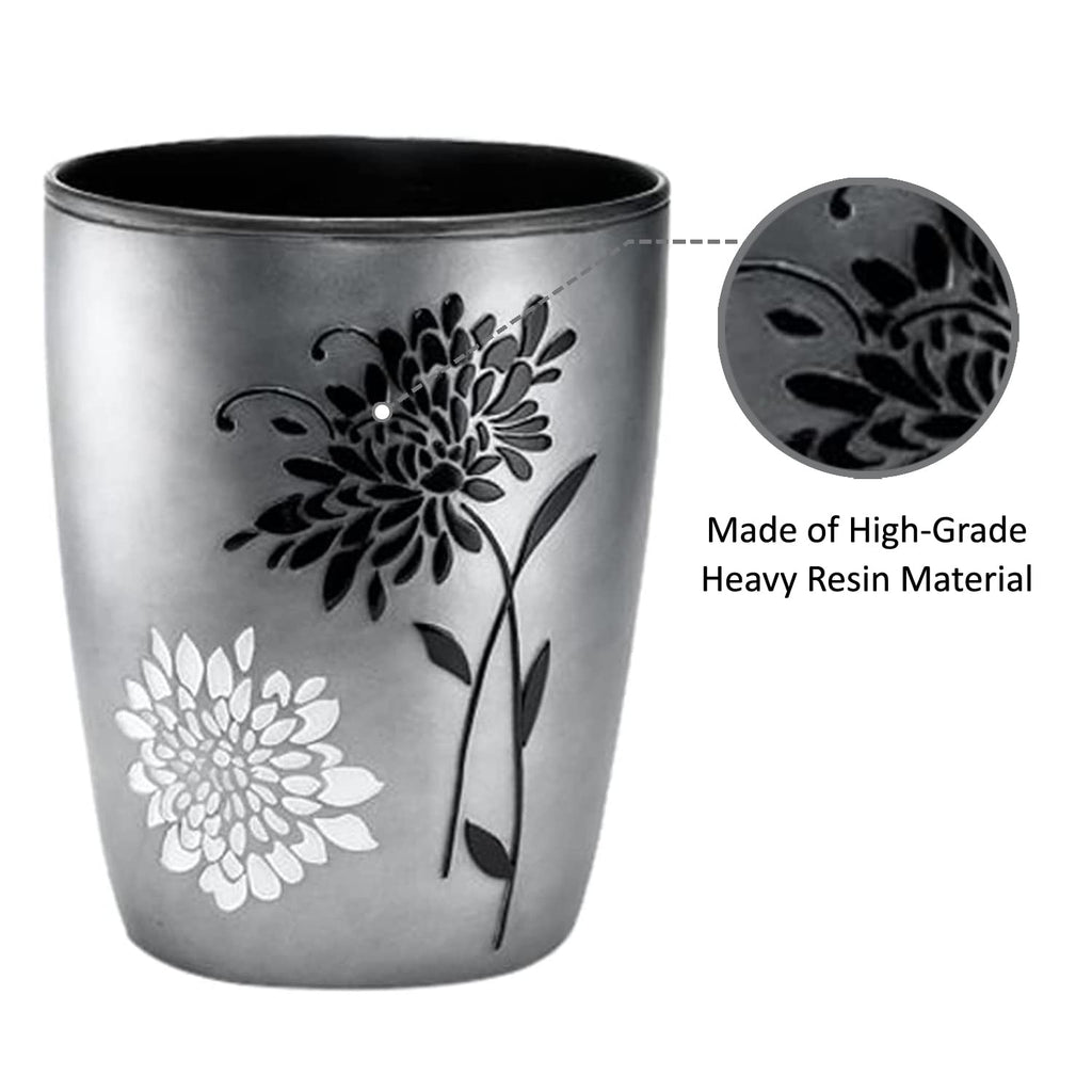 Popular Bath Erica Collection Grey Resin Trash Can, 9' X 6' X 9.5'