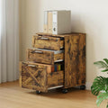 3Drawer Mobile Filing Cabinet with Lock, Wood Under Desk Storage Drawer