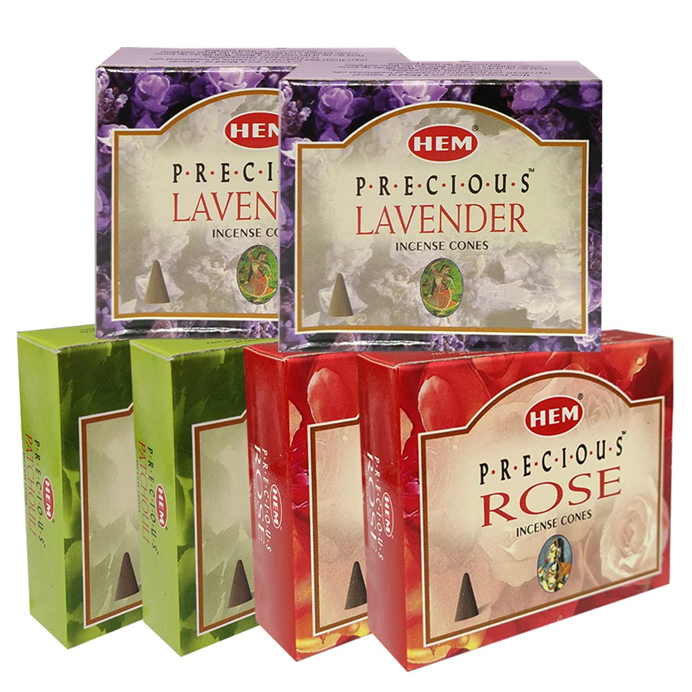 Lavender Patchouli Rose Incense Cones & Holder Bundle Variety Pack From Hem Trumiri Insense Insence