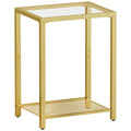HOOBRO Side Table, 2-Tier End Table, Nightstand for Tight Spaces, Tempered Glass Bedside Table, Modern Metal Frame, for Office, 