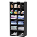 6 Tier Hanging Closet Organizer, 16 Compartments Dual Row Storage, Black