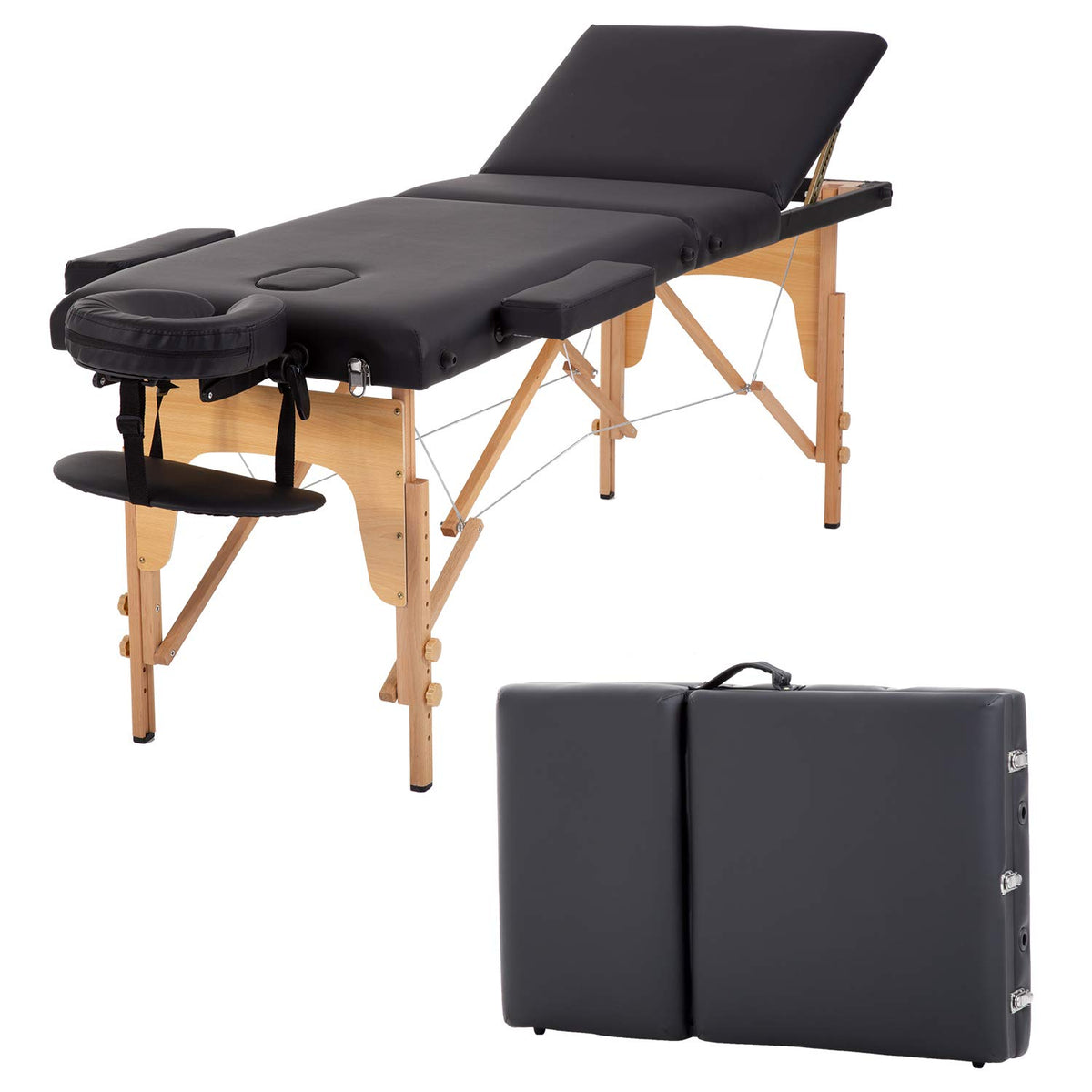 Bestmassage Massage Bed Portable Massage Table 24 Inche Wide Lash Bed Heigh Adjustable 3 Folding Spa Table With Non-Woven Bag Fo