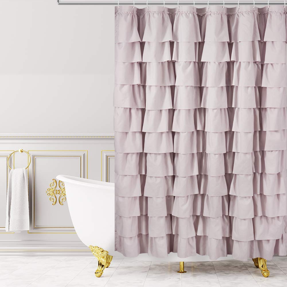 Westweir Ruffle Shower Curtain,84-Inches Extra Long,Ruffled Bathroom Curtains For The Farm House,Boho D  Cor Textured,(Blush Pin