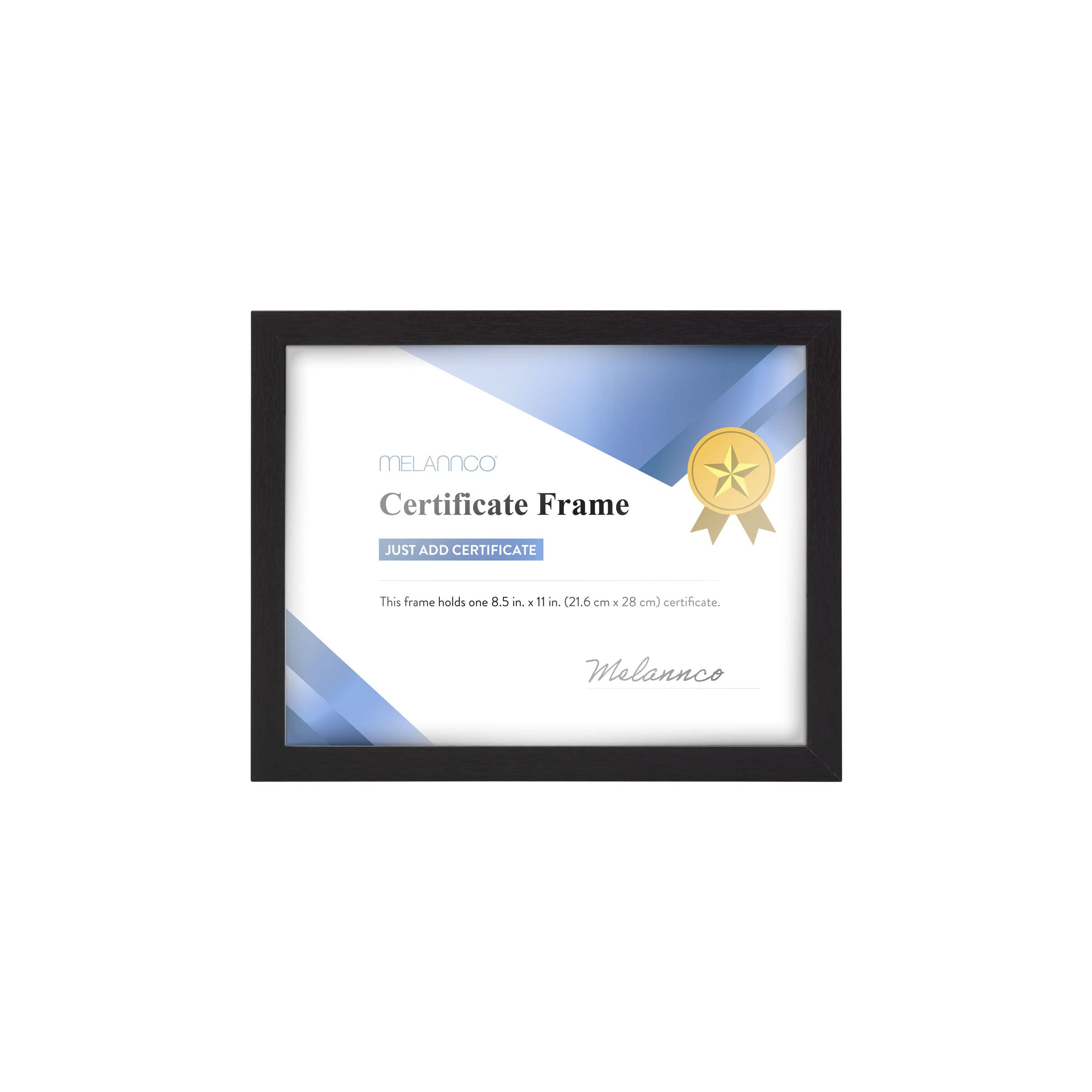 Melannco 12x9.4 Inch Black Wood Certificate Frame- Displays One 8.5x11 Inch Document