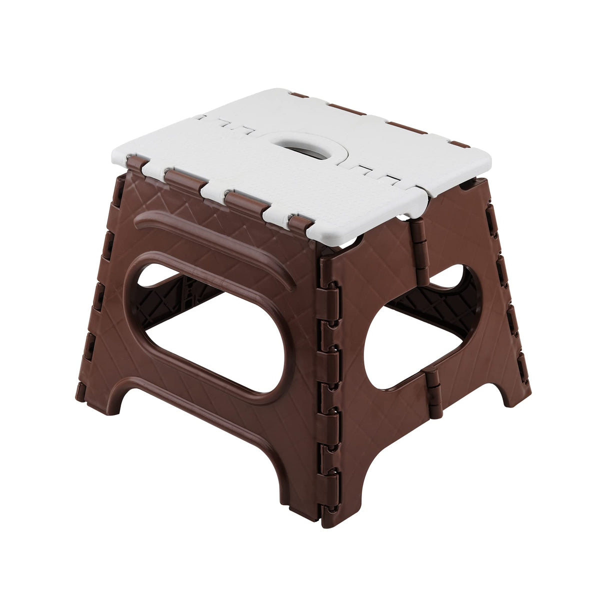 Primelife Multipurpose Folding Stool Hight 12inch Inch (Brown  White)(Prime)
