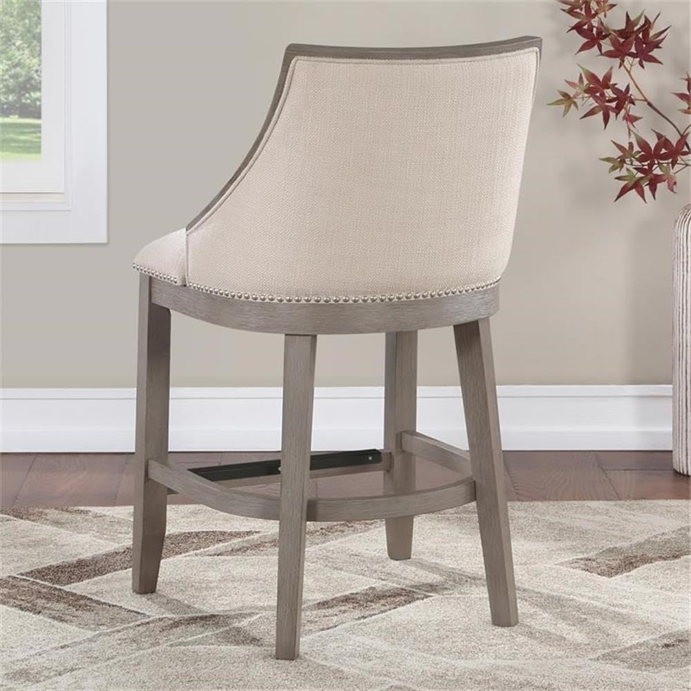 American Woodcrafters Paighton Solid Wood Driftwood Gray Finish Counter Stool