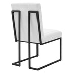 Modway Indulge Channel Tufted Fabric Dining Chair in White