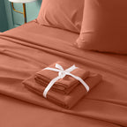 Bysure 6 Pieces Bed Sheets Set(Full, Terracotta) - Hotel Luxury Super Soft 1800 Thread Count 100% Microfiber Sheets With Deep Po