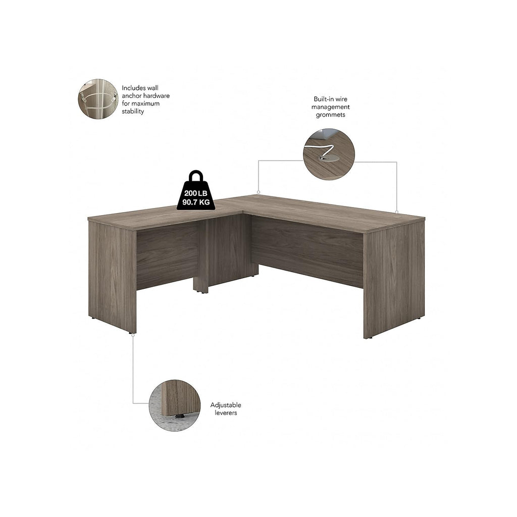Bush Business Furniture Studio C 72W x 30D L Shaped Desk with 42W Return in Modern Hickory
