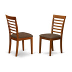 East West Furniture DLML3-SBR-C 3 Piece Dining Set Contains a Round Dining Room Table with Dropleaf and 2 Linen Fabric Upholstered Kitchen Chairs, 42x42 Inch, Saddle Brown