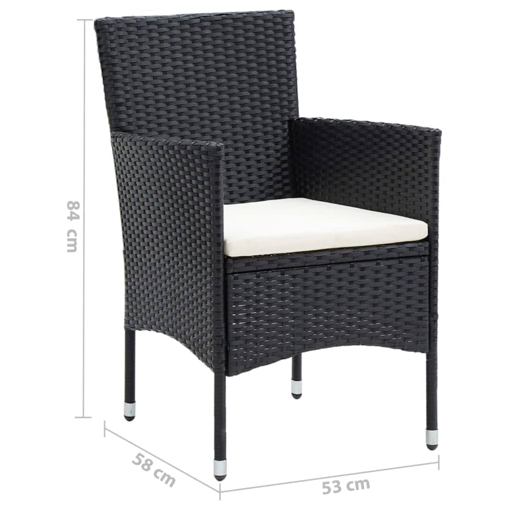 vidaXL Patio Dining Set 5 Piece with Cushions Garden Outdoor Terrace Balcony Dining Table and Chair Seat Seating Furniture Poly Rattan Black