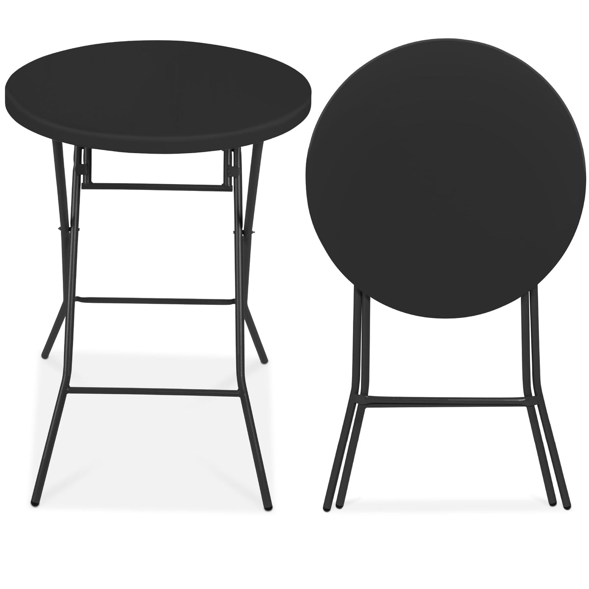 Best Choice Products 32In Bar Height Folding Table, Round Indoor Outdoor Accessory For Patio, Backyard, Dining Room, Events W/Thick Table Top, Metal Frame, Locking Legs, 330Lb Weight Capacity - Black