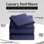 Elaine Karen King Italian Prestige Collection Striped Bed Sheet Set - 1800 Luxury Soft Microfiber Deep Pocket 4-Piece Bedding Se