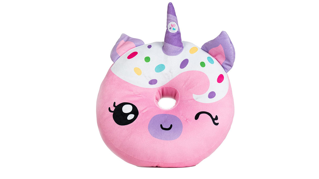 Unicorns & Robots Light Up Pillow - Plush LED Night Light, Oeko TEX Certified, Pink Unicorn Donut, 1 Count
