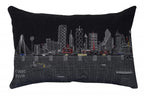 HomeRoots Grey 24' Black Dallas Nighttime Skyline Lumbar Decorative Pillow