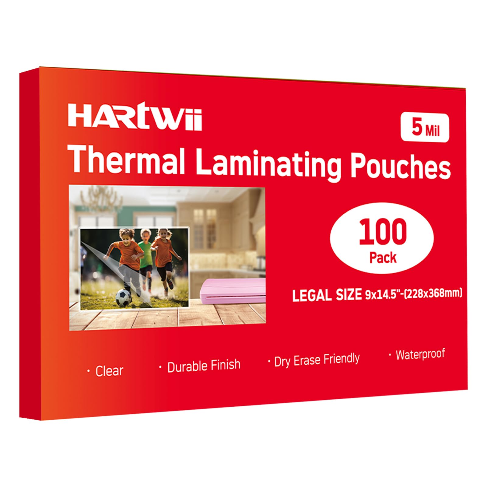 Hartwii 100Pack Legal Size Laminating Sheets 9X14.5Inches Thermal Laminating Pouches For Extra Protection 5 Mil Clear Laminator