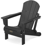 Serwall Folding Adirondack Chairs Patio Chairs Lawn Chair Outdoor Weather Resistant For Patio Garden, Backyard Deck, Fire Pit - Black