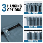 H.Versailtex Blackout Curtains Thermal Insulated Window Treatment Panels Room Darkening Blackout Drapes For Living Room Back Tab/Rod Pocket Bedroom Draperies (2 Panels, Stone Blue, 42 X 63 Inch)