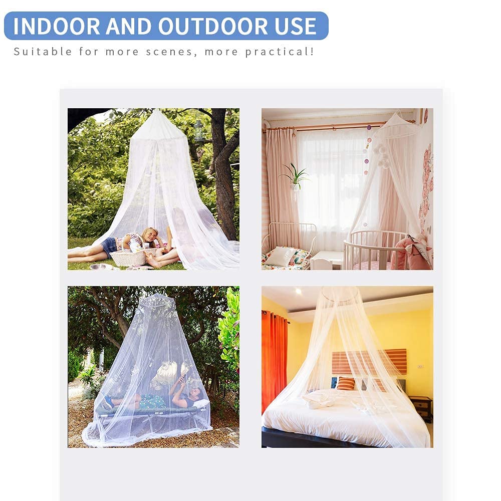 Sublaga Mosquito Net For Bed, Large White Bed Canopy For Girls, Hanging Bed Net, Easy Installation Ideal For Bedroom Decorative,