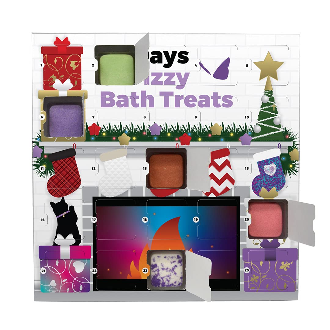 Enfusia Bath Bombs Christmas Advent Calendar 2024 Kids, Toddlers & Women - 25 Days Of Fizzy Bath Treats - Handmade In Usa - Natu