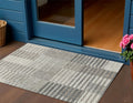 3' X 5' Beige Ivory And Taupe Striped Washable Indoor Outdoor Area Rug