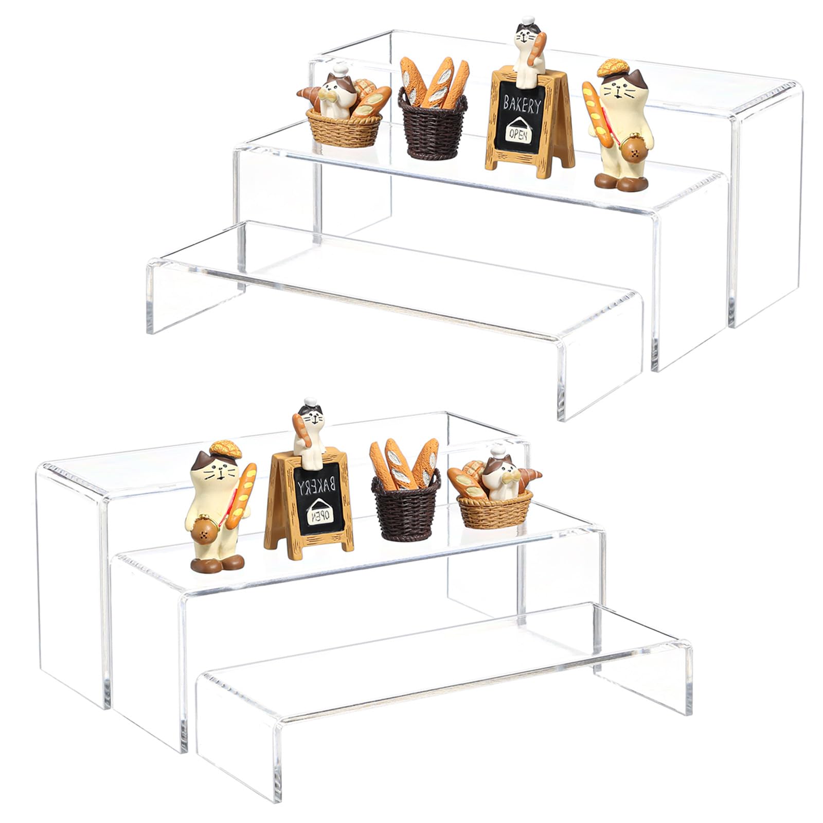 Acrylic Display Risers,6Pcs Rectangular Tiered Table Shelves Stand,4mm Thick Display Stands for Vendor Events,Acrylic Shelves fo