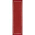 Nourison Essentials Indoor/Outdoor Solid Bordered Brick/Ivory 2'2' X 7'6 Area Rug, Easy Cleaning, Non Shedding, Bed Room, Livin
