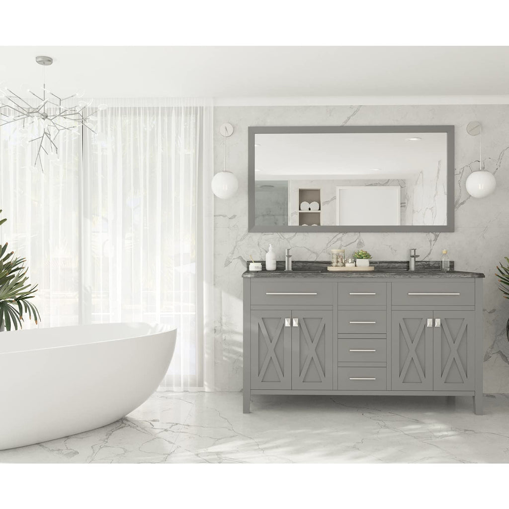 Laviva Wimbledon - 60 - Grey Cabinet Black Wood Marble Countertop