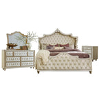 Coaster Antonella California King Bed 4-Piece Set, Ivory/Camel