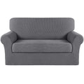Turquoize Stretch Sofa Slipcover 2 Pieces Sofa Cover Couch Cover For 2 Cushion Couch Washable Furniture Protector Covers With Elastic Bottom Feature Thick Jacquard Fabric (Loveseat, Charcoal Gray)