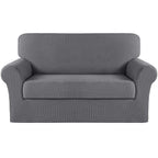 Turquoize Stretch Sofa Slipcover 2 Pieces Sofa Cover Couch Cover For 2 Cushion Couch Washable Furniture Protector Covers With Elastic Bottom Feature Thick Jacquard Fabric (Loveseat, Charcoal Gray)