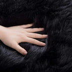 Orinova Washable Rug 6X9 Area Rugs For Living Room Black Fuzzy Faux Sheepskin Shag Fur Rug For Bedroom Nursery Rectangle Rug Hom