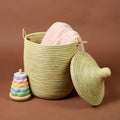 Senegalo Small Natural Beige Decorative Woven Wicker Basket Hamper - Organize Laundry, Toys, Blankets, Pillows, Clothes, Towels 