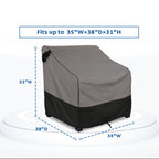 Forspark Patio Furniture Covers Waterproof For Outdoor Chairs, Heavy Duty Lawn Chair Covers 2 Packs, Fits Up To 35 W X 38 D X 31 H Inches-Grey & Black