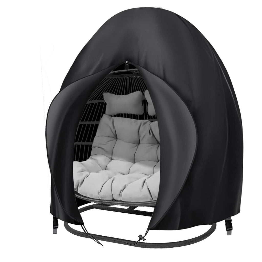Boyspringg Patio Egg Chair Cover, 91X80 Inches, Extra Large Double Egg Chair Cover For Outdoor Furniture, Heavy Duty Swing Hanging Egg Chair Cover Waterproof, Anti-Uv, Dust-Proof(Black)