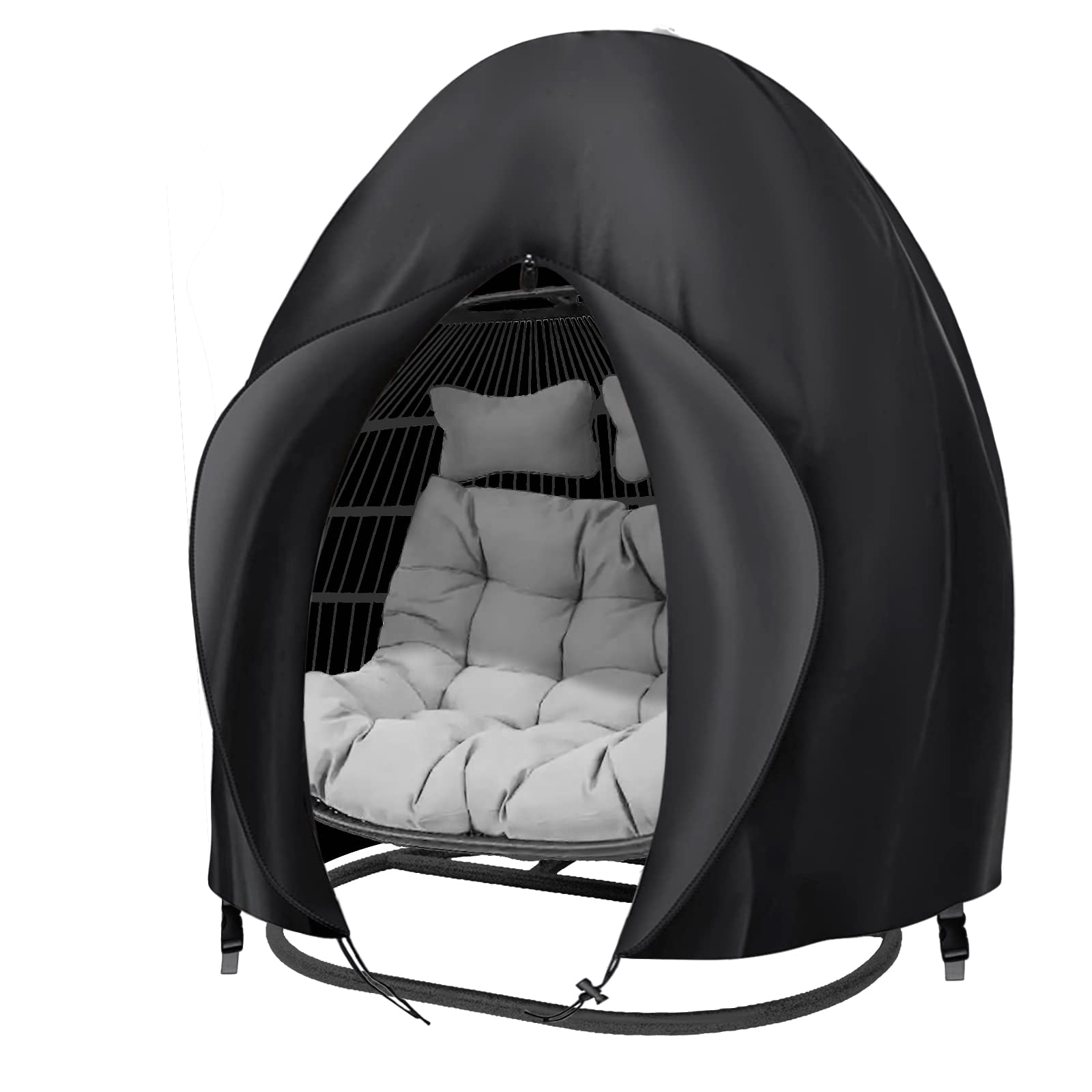 Boyspringg Patio Egg Chair Cover, 91X80 Inches, Extra Large Double Egg Chair Cover For Outdoor Furniture, Heavy Duty Swing Hanging Egg Chair Cover Waterproof, Anti-Uv, Dust-Proof(Black)