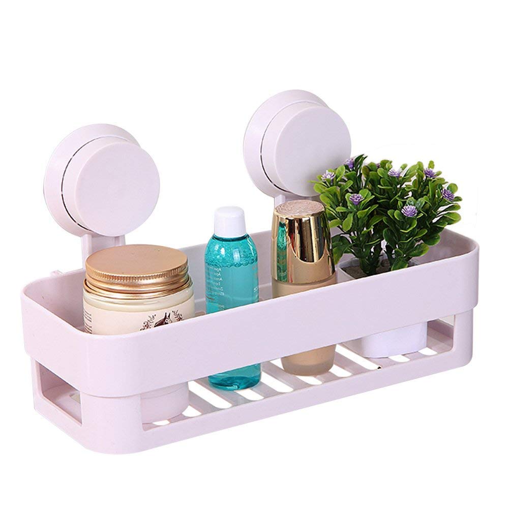 AR Mall Plastic Removable Reusable Kitchen Sink Bathroom Shelf Rack Storage Organizer Holder Basket with Suction Cup (Multicolou