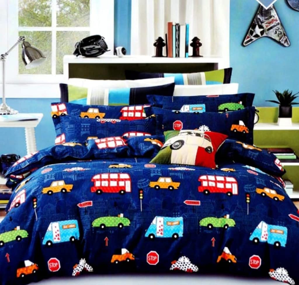 Riftree Glace Cotton Single Bed Kids Comforter 60 X 100 Inches Or 153 X 254 Cms(Bule Vehicle)