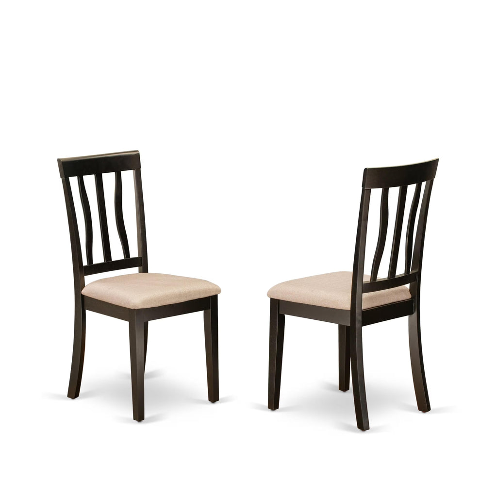 East West Furniture LYAN6-CAP-C Lynfield 6 Piece Set Contains a Rectangle Dining Room Table with Butterfly Leaf and 4 Linen Fabric Upholstered Chairs with a Bench, 36x66 Inch, Cappuccino