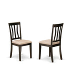 East West Furniture LYAN6-CAP-C Lynfield 6 Piece Set Contains a Rectangle Dining Room Table with Butterfly Leaf and 4 Linen Fabric Upholstered Chairs with a Bench, 36x66 Inch, Cappuccino