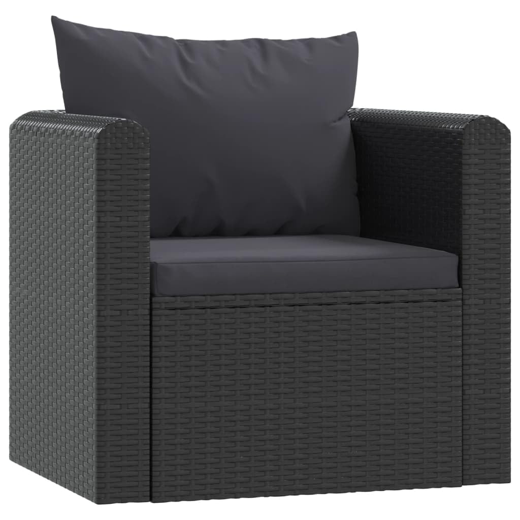 vidaXL Patio Sofa 4 Piece Outdoor Sectional Sofa with Cushions  Black PE Rattan, Weather, Comfortable Seating for Garden, Pools